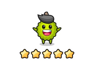 the illustration of customer best rating, durian cute character with 5 stars