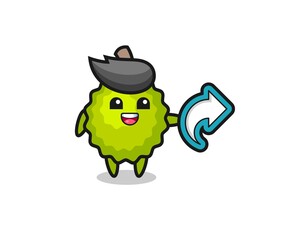 cute durian hold social media share symbol