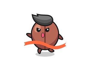 Fototapeta premium cute coffee bean illustration is reaching the finish