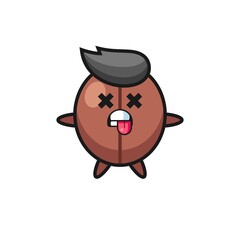 character of the cute coffee bean with dead pose