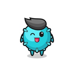 cute virus character in sweet expression while sticking out her tongue