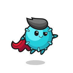 cute virus superhero character is flying