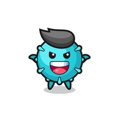 the illustration of cute virus doing scare gesture