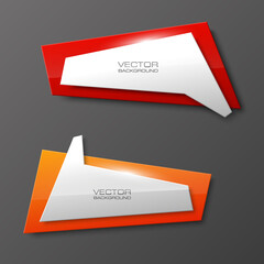 Vector abstract banner. The original form as two form, overlapping. The flat image. Advertising Design shape. Vector label tag.