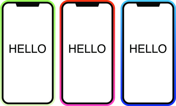 various smartphone icons with various colors, with the words hello on the screen, suitable for web and UI design purposes keperluan
