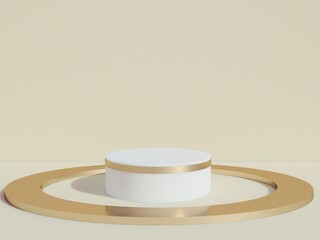 Scene with podium for mock up presentation in minimalism style with copy space, 3d render abstract background