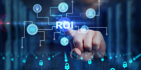 Business, Technology, Internet and network concept. ROI Return on Investment Finance Profit Success.