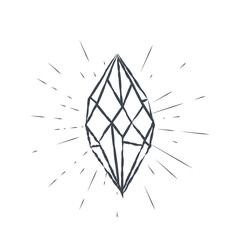 Ethnic set with hands, moon, crystals, quartz, floral, plant, cats, eye and other magic elements. illustration