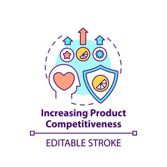 Increasing product competitiveness concept icon. Strong brand benefit abstract idea thin line illustration. Client-centric. Increase brand image. Vector isolated outline color drawing. Editable stroke