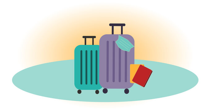 Reisen Corona mit Koffer, Reisepass und Impfpass