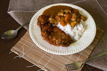 Pork fried rice with Japanese curry