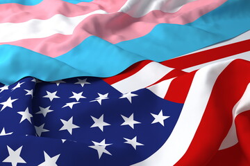 USA America Country Flag Support Respect LGBT LGBTQ Transgender 3d Rendering
