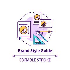 Brand style guide concept icon. Business branding service abstract idea thin line illustration. Rulebook for successful company branding. Vector isolated outline color drawing. Editable stroke