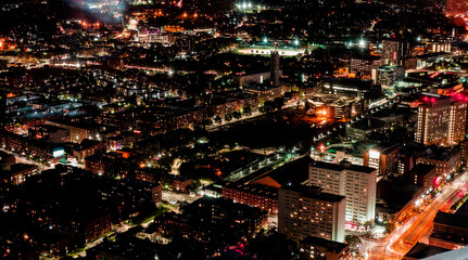 Fototapeta na wymiar Aerial night view of Boston, Massachusetts, USA
