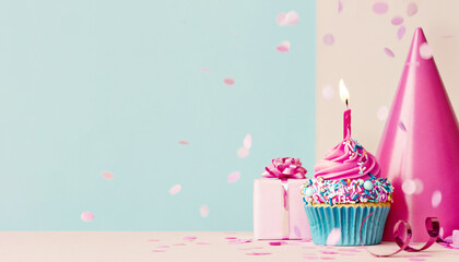 Blue and pink birthday background
