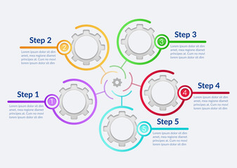 Merchandise production vector infographic template. Retail trade presentation design elements with text space. Data visualization with 5 steps. Process timeline chart. Workflow layout with copyspace