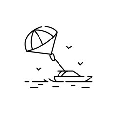 Parasailing line icon. Isolated vector element.