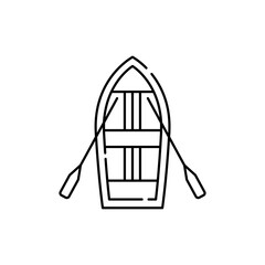 Rowboat line icon. Isolated vector element.