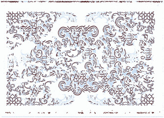 Antique traditional classic rug pattern design distressed texture background. Tie dye texture modern floor in vector 