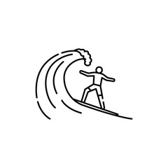 Surfing line icon. Isolated vector element.