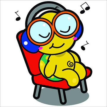 Cool Tortoise Listening Music Cartoon. Animal Vector Icon Illustration, Isolated on Premium Vector
