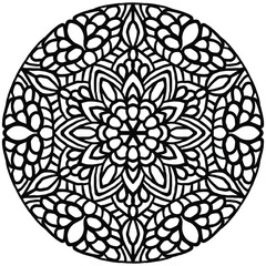 mandala with simple ornaments for coloring on a white background, vector