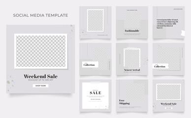 social media template blog fashion sale promotion. fully editable instagram and facebook square post frame organic sale poster. grey green white ad banner vector background