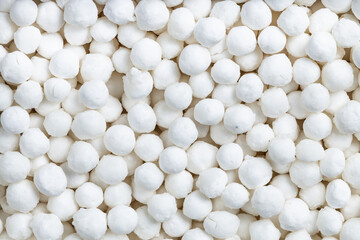background - many raw tapioca pearls close up