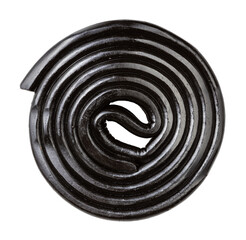 spiral from black liquorice candy isolated