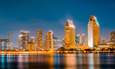 Fototapeta na wymiar San Diego, California - USA , San Diego Skyline at Night , San Diego, California, USA