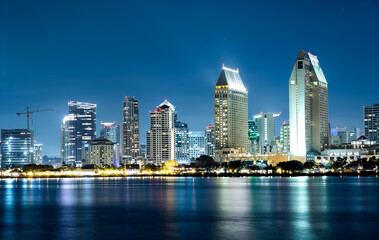 Fototapeta premium San Diego, California - USA , San Diego Skyline at Night , San Diego, California, USA