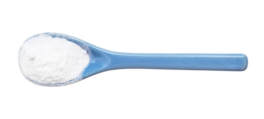 sodium bicarbonate in ceramic spoon isolated