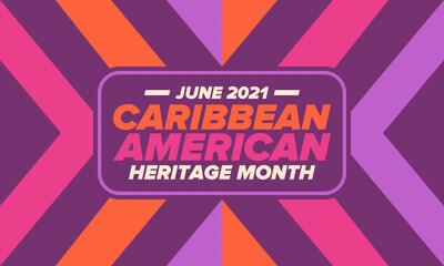 Caribbean American Heritage Month in June. Culture Month to the people of America. Celebrate annual with festival. Happy holiday. Poster, card, banner and background. Vector ilustration