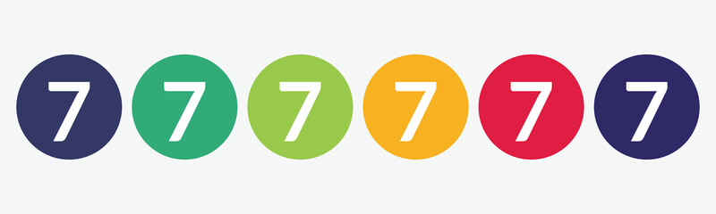The number seven icon set vector isolated.