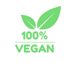 Vegan 100% icon, logo, label, print.
