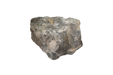 close up raw specimen of fluorite and stibnite stone isolated on white background.