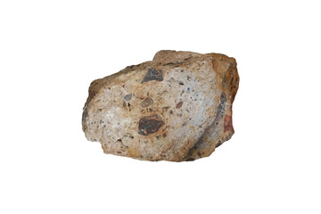 Scheelite rock isolated on white background from Lampang, Thailand. calcium tungstate mineral.