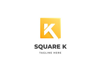Letter K logo design template with square shape, Luxury style. Vector Illustrations
