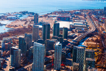 Fototapeta na wymiar Toronto, Ontario, Canada , Aerial view of of Downtown in Toronto, Ontario, Canada