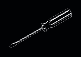 Screwdriver white on black background