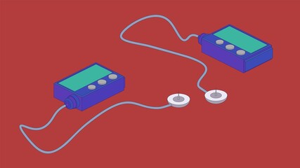 Isometric vector illustration of insulin pump.