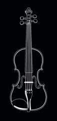 violin white on black background