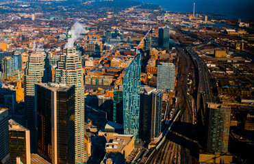 Toronto, Ontario, Canada . Aerial view of of Downtown in Toronto, Ontario, Canada