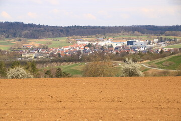 Fototapeta na wymiar Blick auf malmsheim bei renningen im landkreis böblingen