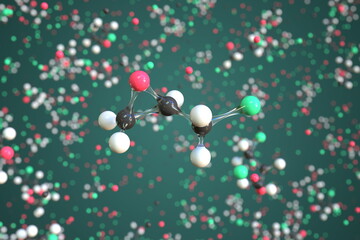 Epibromohydrin molecule made with balls, scientific molecular model. Chemical 3d rendering