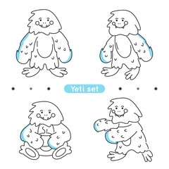 Yeti doodle character in different poses.