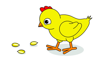 cute yellow chicken, vector illustration 