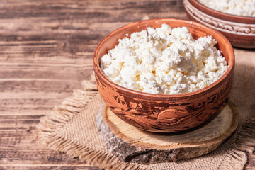 Cottage cheese in a ceramic bowl
