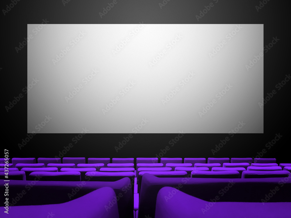 Canvas Prints Cinema movie theatre with purple seats and a blank white screen