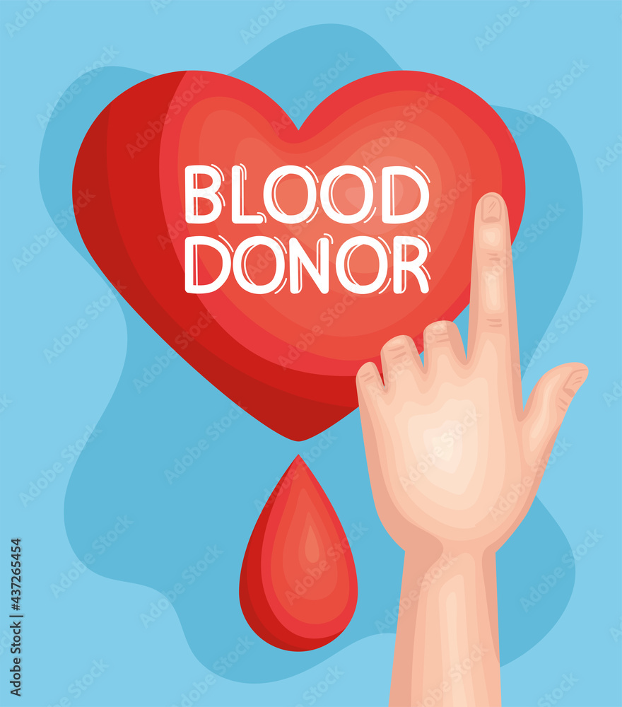 Wall mural blood donor lettering in heart